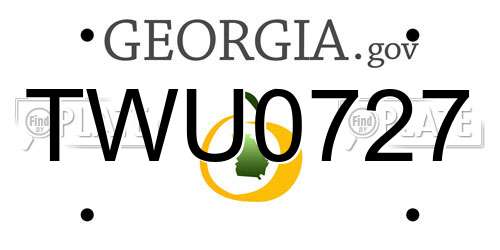 TWU0727 Georgia License Plate