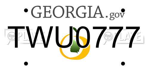 TWU0777 Georgia License Plate
