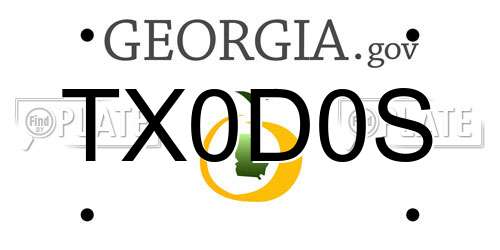 TX0D0S Georgia License Plate