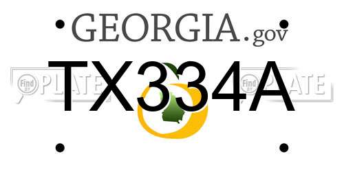 TX334A Georgia License Plate