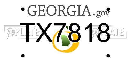 TX7818 Georgia License Plate