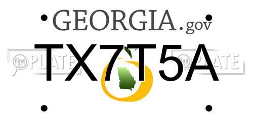 TX7T5A Georgia License Plate