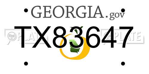 TX83647 Georgia License Plate