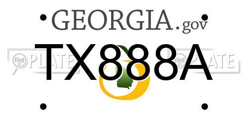 TX888A Georgia License Plate