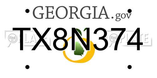 TX8N374 Georgia License Plate