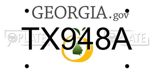 TX948A Georgia License Plate