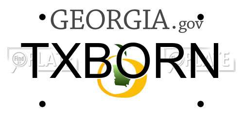 TXBORN Georgia License Plate
