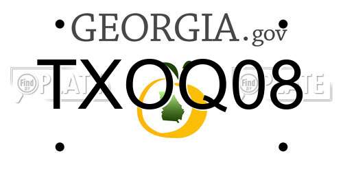 TXOQ08 Georgia License Plate
