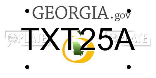 TXT25A Georgia License Plate