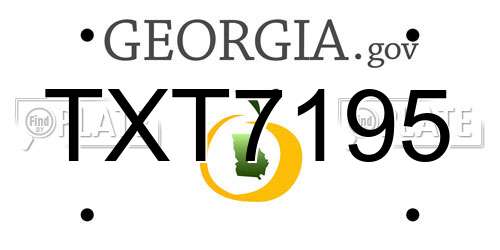 TXT7195 Georgia License Plate