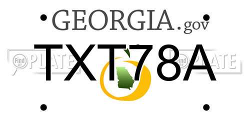 TXT78A Georgia License Plate