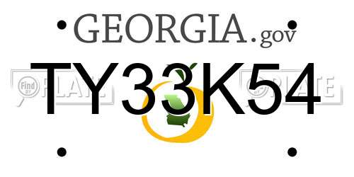 TY33K54 Georgia License Plate