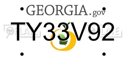 TY33V92 Georgia License Plate