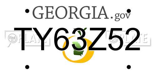 TY63Z52 Georgia License Plate