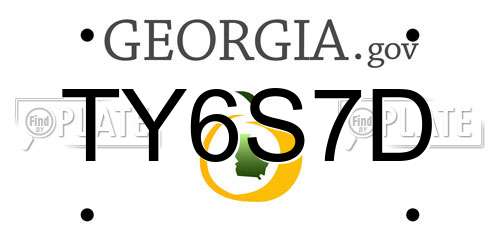 TY6S7D Georgia License Plate