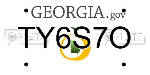 TY6S7O Georgia License Plate