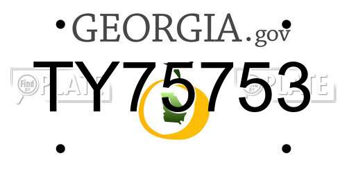 TY75753 Georgia License Plate