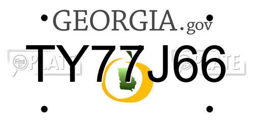 TY77J66 Georgia License Plate