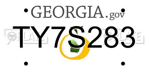 TY7S283 Georgia License Plate