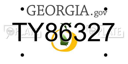 TY86327 Georgia License Plate