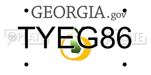 TYEG86 Georgia License Plate