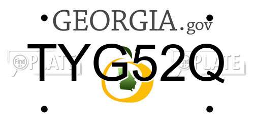 TYG52Q Georgia License Plate