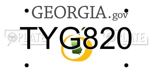 TYG820 Georgia License Plate