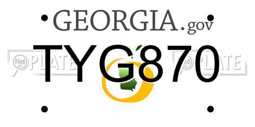 TYG870 Georgia License Plate