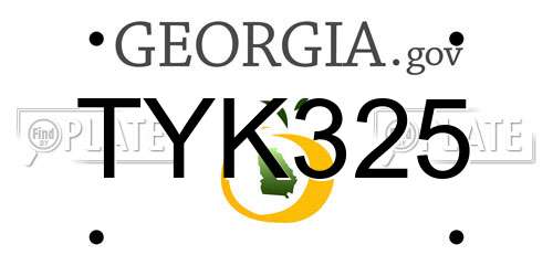 TYK325 Georgia License Plate