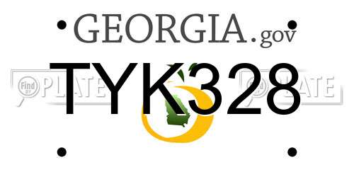 TYK328 Georgia License Plate