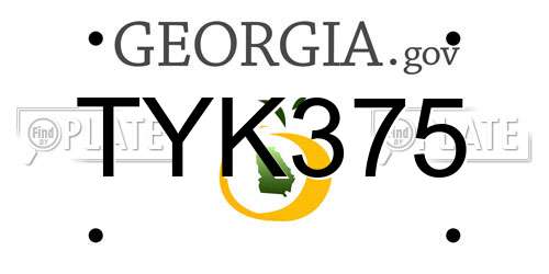 TYK375 Georgia License Plate
