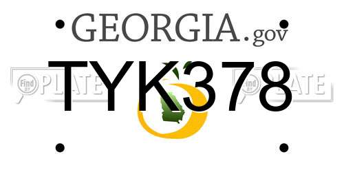 TYK378 Georgia License Plate
