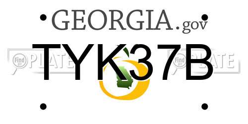 TYK37B Georgia License Plate