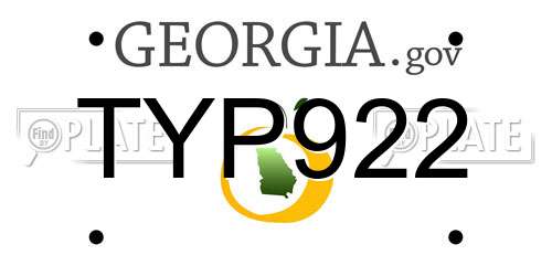 TYP922 Georgia License Plate