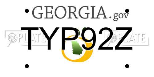 TYP92Z Georgia License Plate