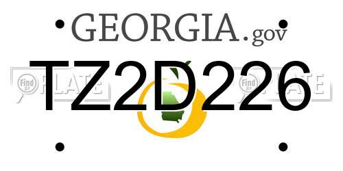 TZ2D226 Georgia License Plate