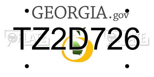 TZ2D726 Georgia License Plate