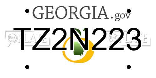 TZ2N223 Georgia License Plate