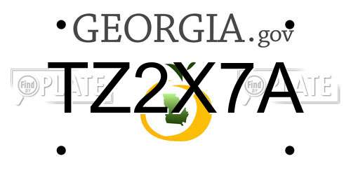 TZ2X7A Georgia License Plate