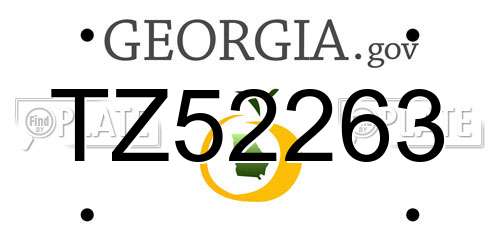 TZ52263 Georgia License Plate