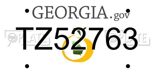 TZ52763 Georgia License Plate