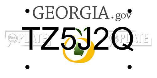 TZ5J2Q Georgia License Plate