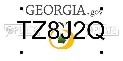 TZ8J2Q Georgia License Plate