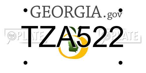 TZA522 Georgia License Plate