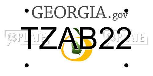 TZAB22 Georgia License Plate