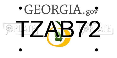 TZAB72 Georgia License Plate