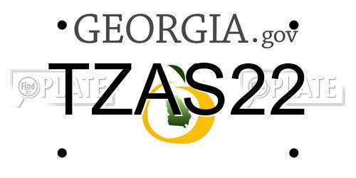TZAS22 Georgia License Plate