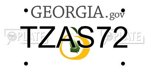 TZAS72 Georgia License Plate