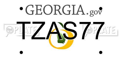 TZAS77 Georgia License Plate