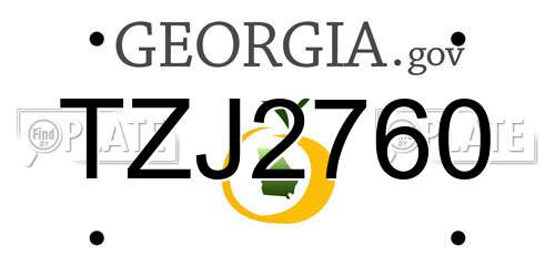 TZJ2760 Georgia License Plate